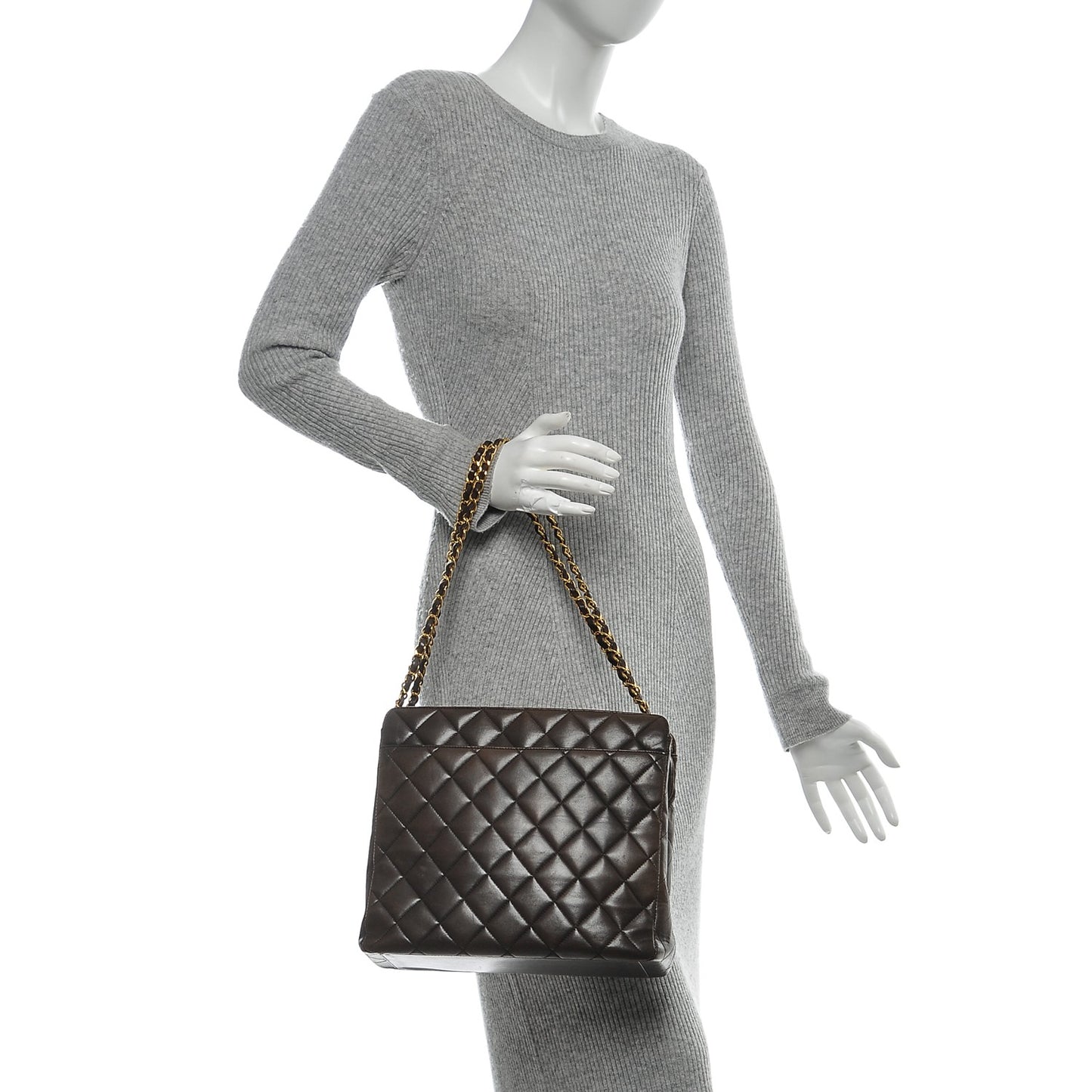 Lambskin Quilted Tote Brown