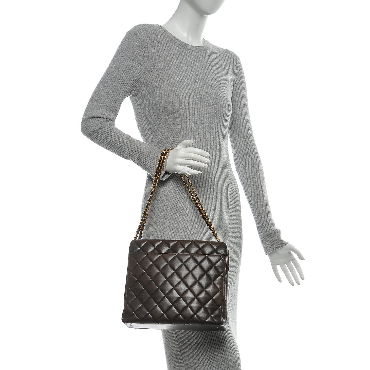 Chanel Lambskin Quilted Tote Brown 2 of 8