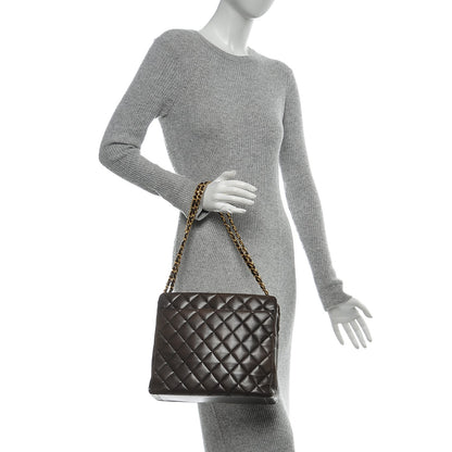 Chanel Lambskin Quilted Tote Brown 2 of 8