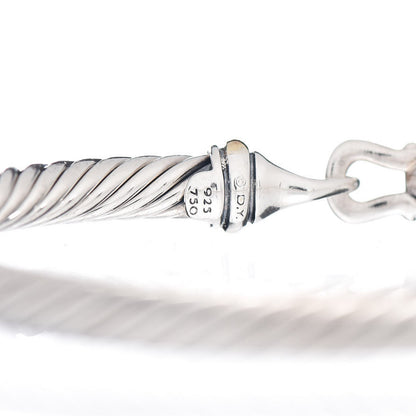 David Yurman Sterling Silver 18K Yellow Gold 5mm Cable Classic Buckle Bracelet 4 of 4