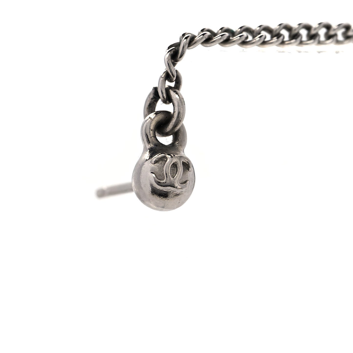 Baguette Crystal CC Drop Earrings Silver