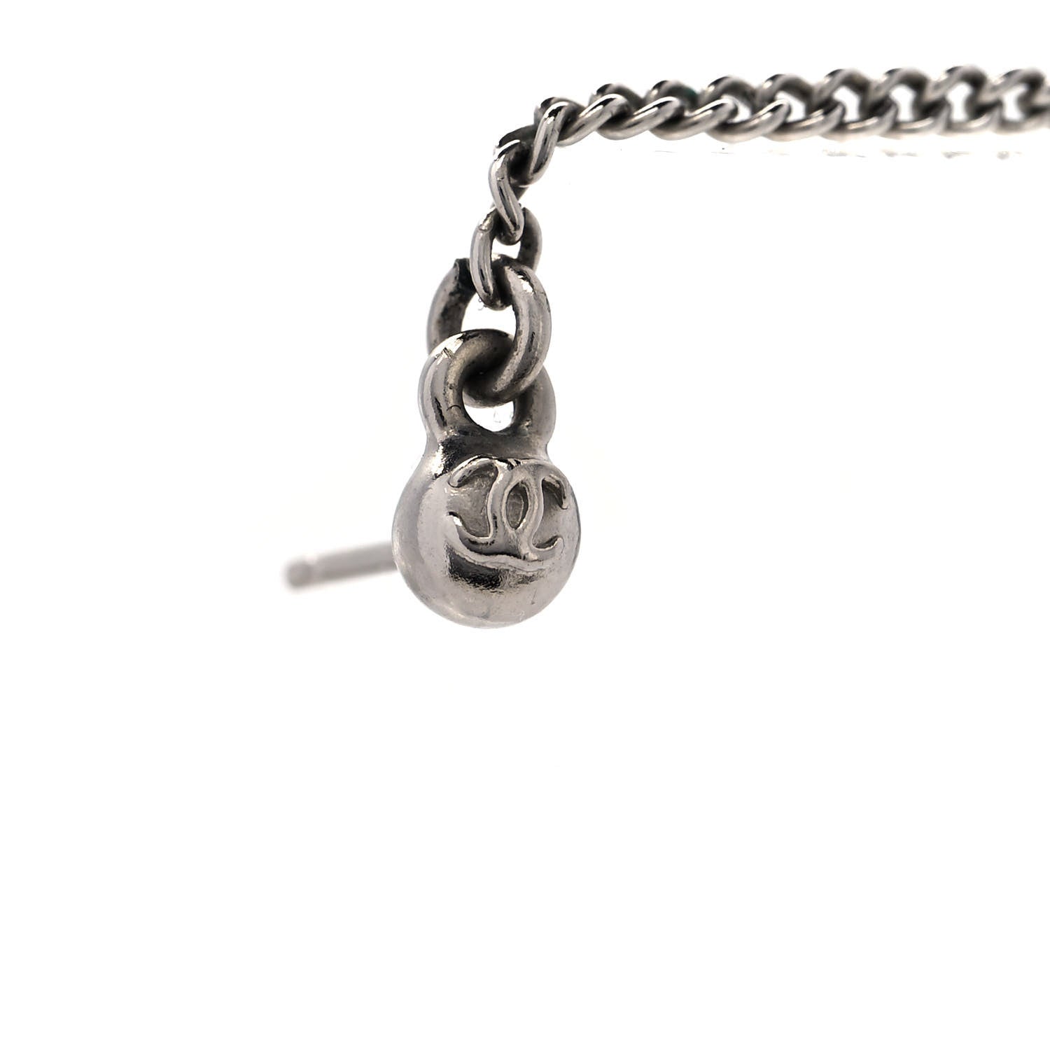 Chanel Baguette Crystal CC Drop Earrings Silver 4 of 4