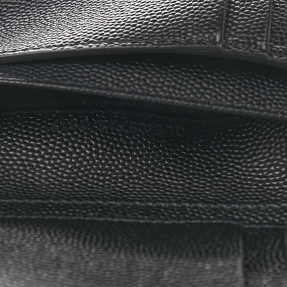 Saint Laurent Grain De Poudre Matelasse Chevron Monogram Compact Zip Around Wallet Black 7 of 8