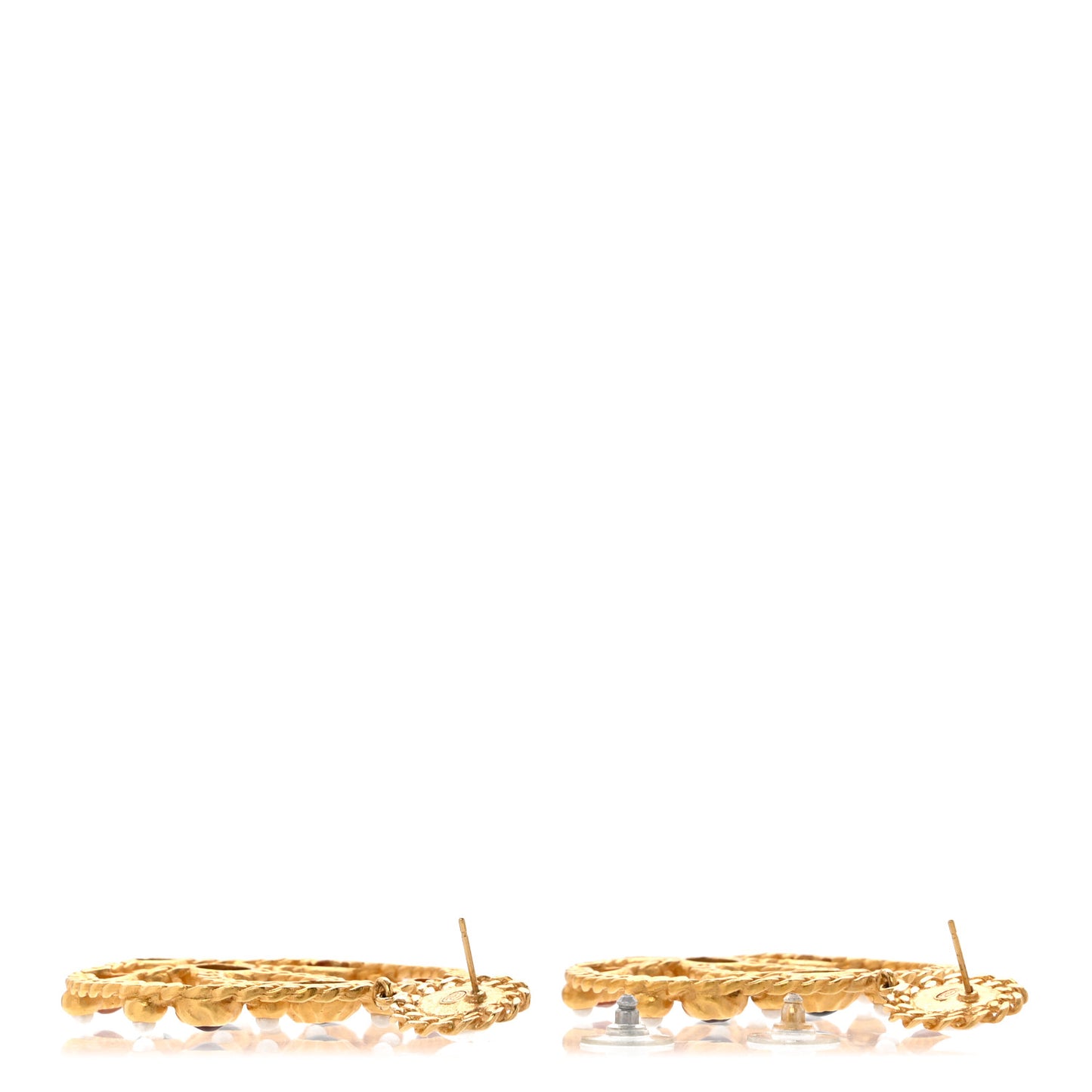 Pearl Gripoix CC Chain Drop Earrings Gold