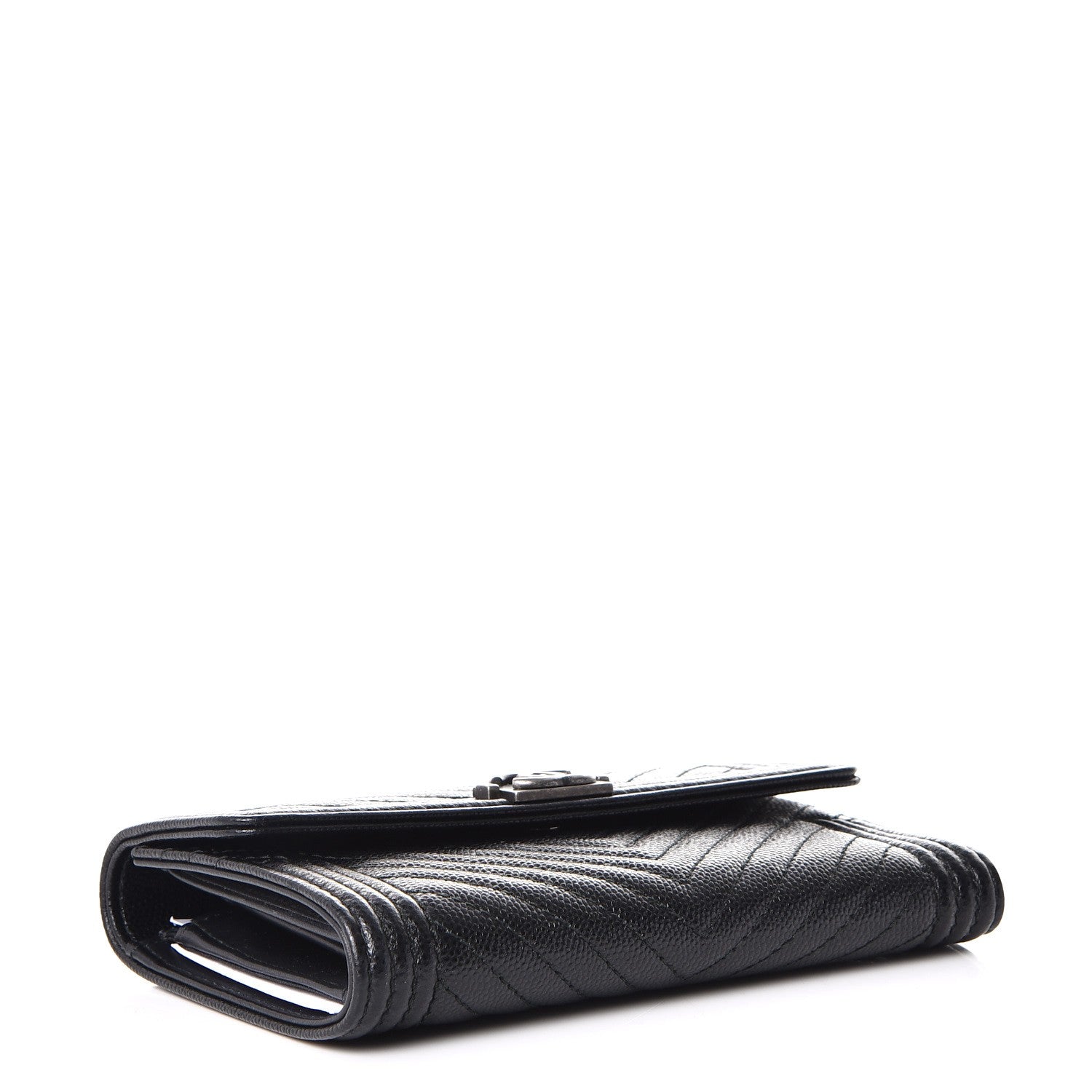 Chanel Caviar Chevron Quilted Small Boy Flap Wallet Black 4 of 10