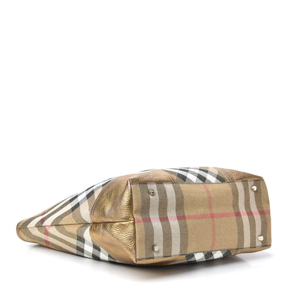 Burberry Shimmer Check Byron Tote Gold 4 of 9