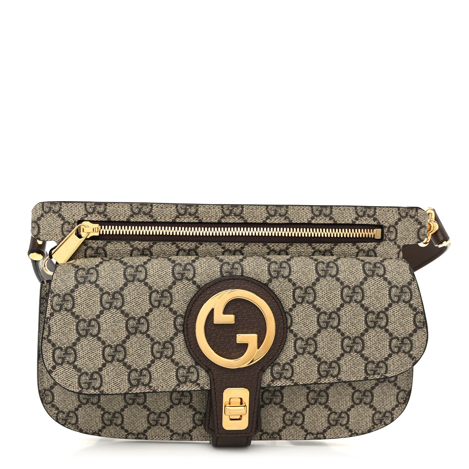 Gucci GG Supreme Monogram Textured Dollar Calfskin Blondie Belt Bag Beige Ebony New Acero 1 of 11