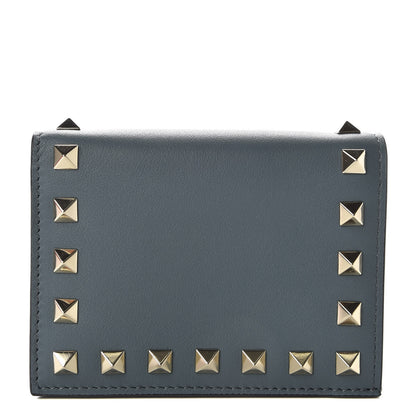 Valentino Garavani Calfskin Rockstud French Flap Wallet Sarcelle 1 of 9