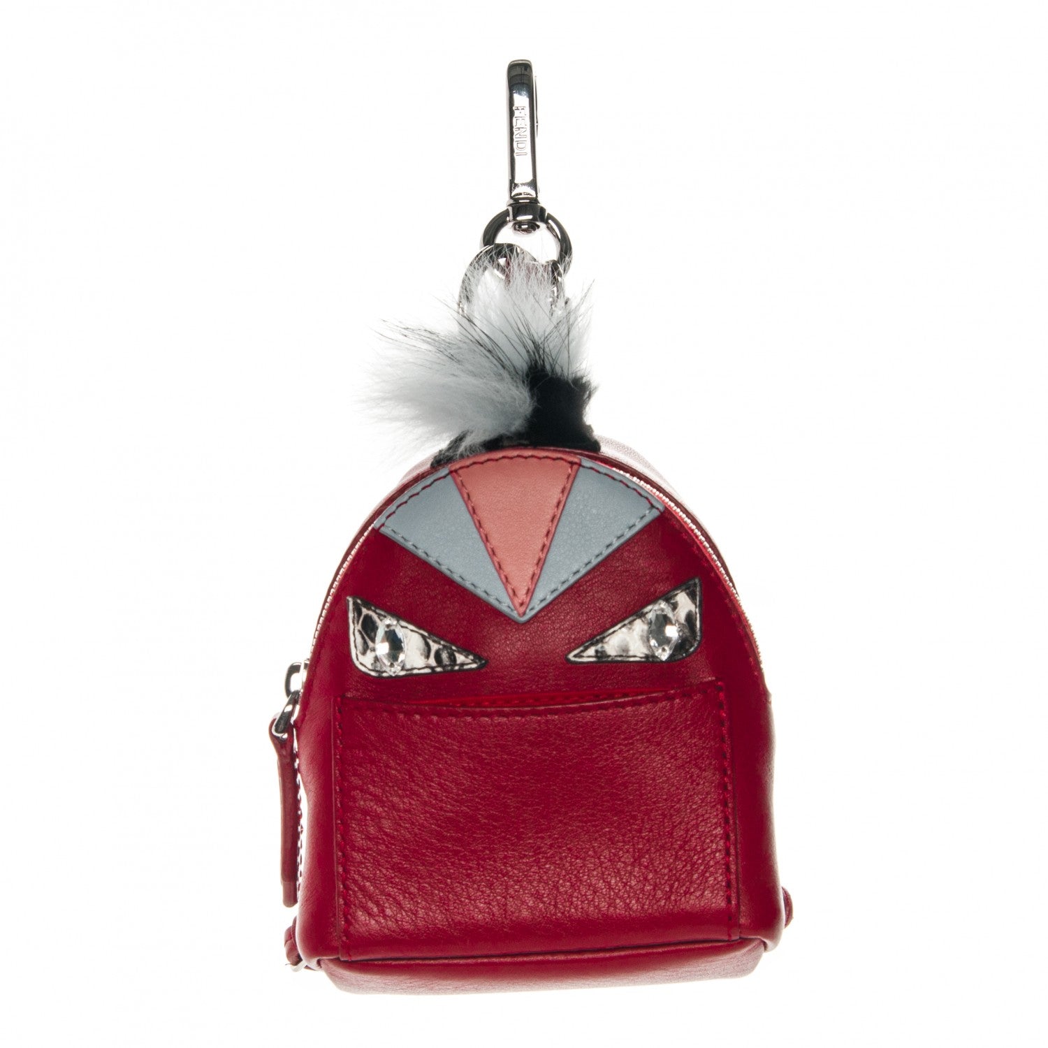 Fendi Vitello Dolce Elaphe Crystal Nutria Fox Fur Monster Eyes Mini Backpack Charm Ribes Natural Multicolor 1 of 6