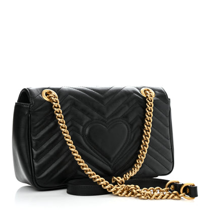 Gucci Calfskin Matelasse Small GG Marmont Shoulder Bag Black 2 of 10