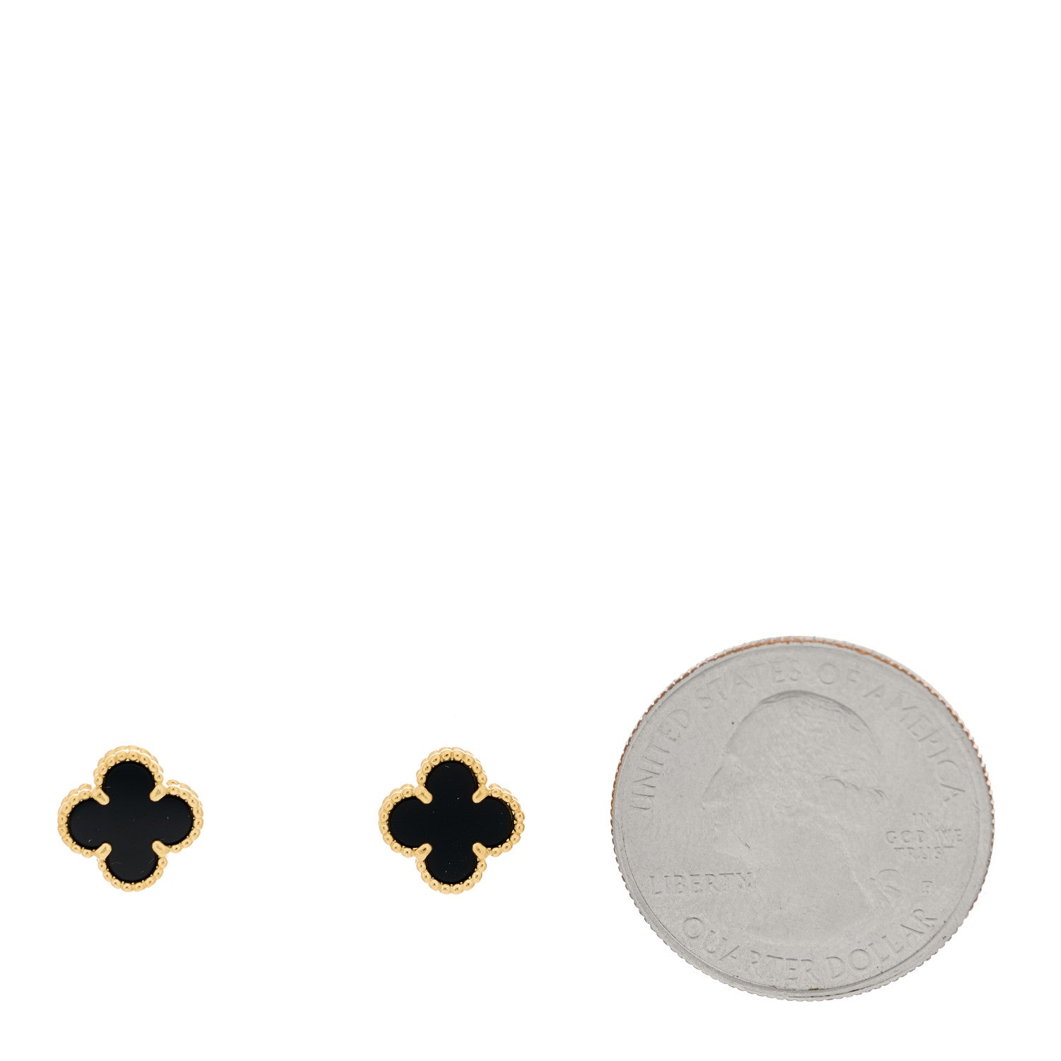 Van Cleef & Arpels 18K Yellow Gold Black Onyx Sweet Alhambra Earrings 2 of 5