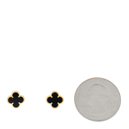 Van Cleef & Arpels 18K Yellow Gold Black Onyx Sweet Alhambra Earrings 2 of 5