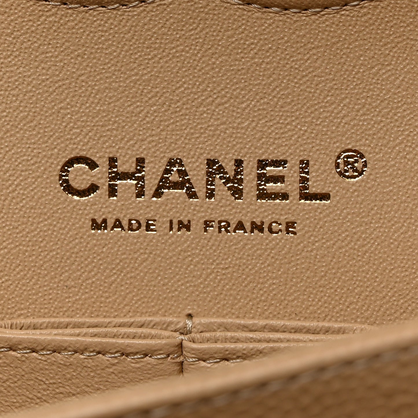 Caviar Quilted Medium Double Flap Beige