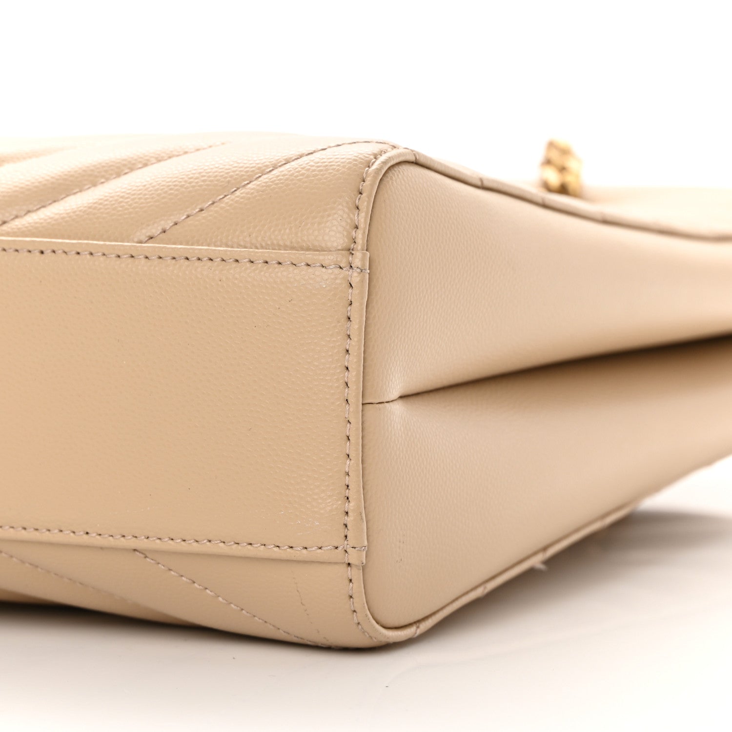 Saint Laurent Grain de Poudre Matelasse Chevron Medium Tribeca Shopping Bag Nude Powder 11 of 13