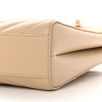 Saint Laurent Grain de Poudre Matelasse Chevron Medium Tribeca Shopping Bag Nude Powder 11 of 13