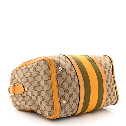 Gucci Monogram Selleria Calfskin Vintage Web Medium Boston Beige Ebony Yellow 4 of 14