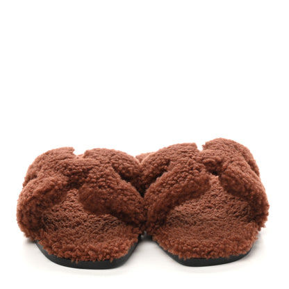 Hermes Woolskin Oran Sandals 37 Cognac 2 of 8
