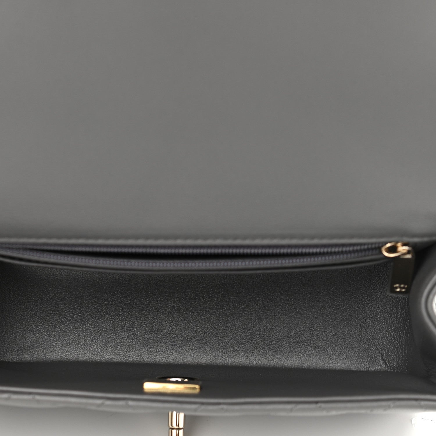 Chanel Lambskin Quilted Mini Top Handle Rectangular Flap Dark Grey 5 of 11