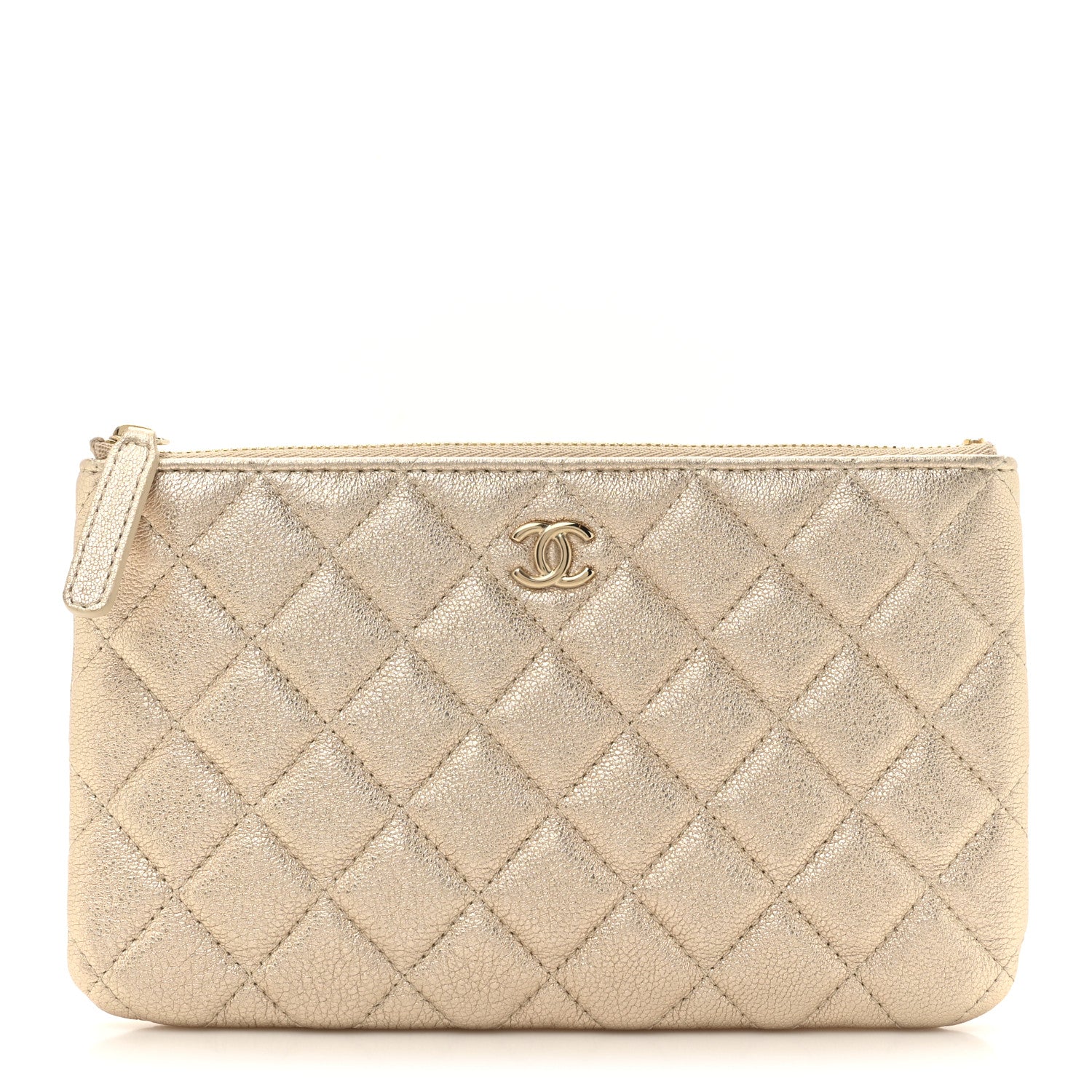 Chanel Metallic Lambskin Quilted Cosmetic Case Gold 1 of 8