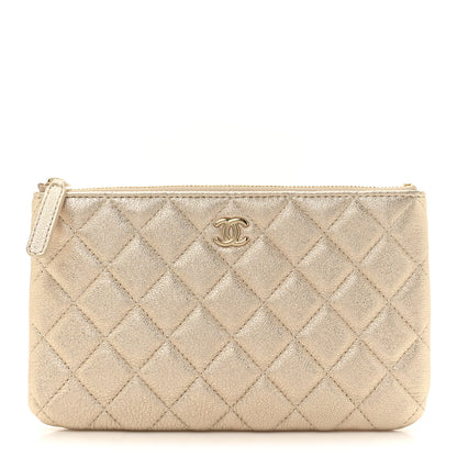 Chanel Metallic Lambskin Quilted Cosmetic Case Gold 1 of 8