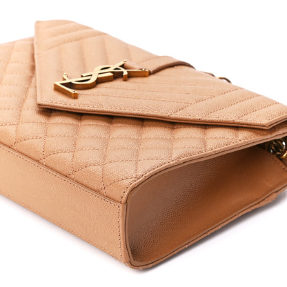 Saint Laurent Grain De Poudre Mixed Matelasse Triquilt Monogram Chain Wallet Dune 12 of 12