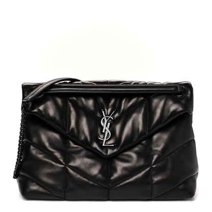 Saint Laurent Lambskin Quilted Medium Loulou Puffer Monogram Chain Satchel Black 1 of 9