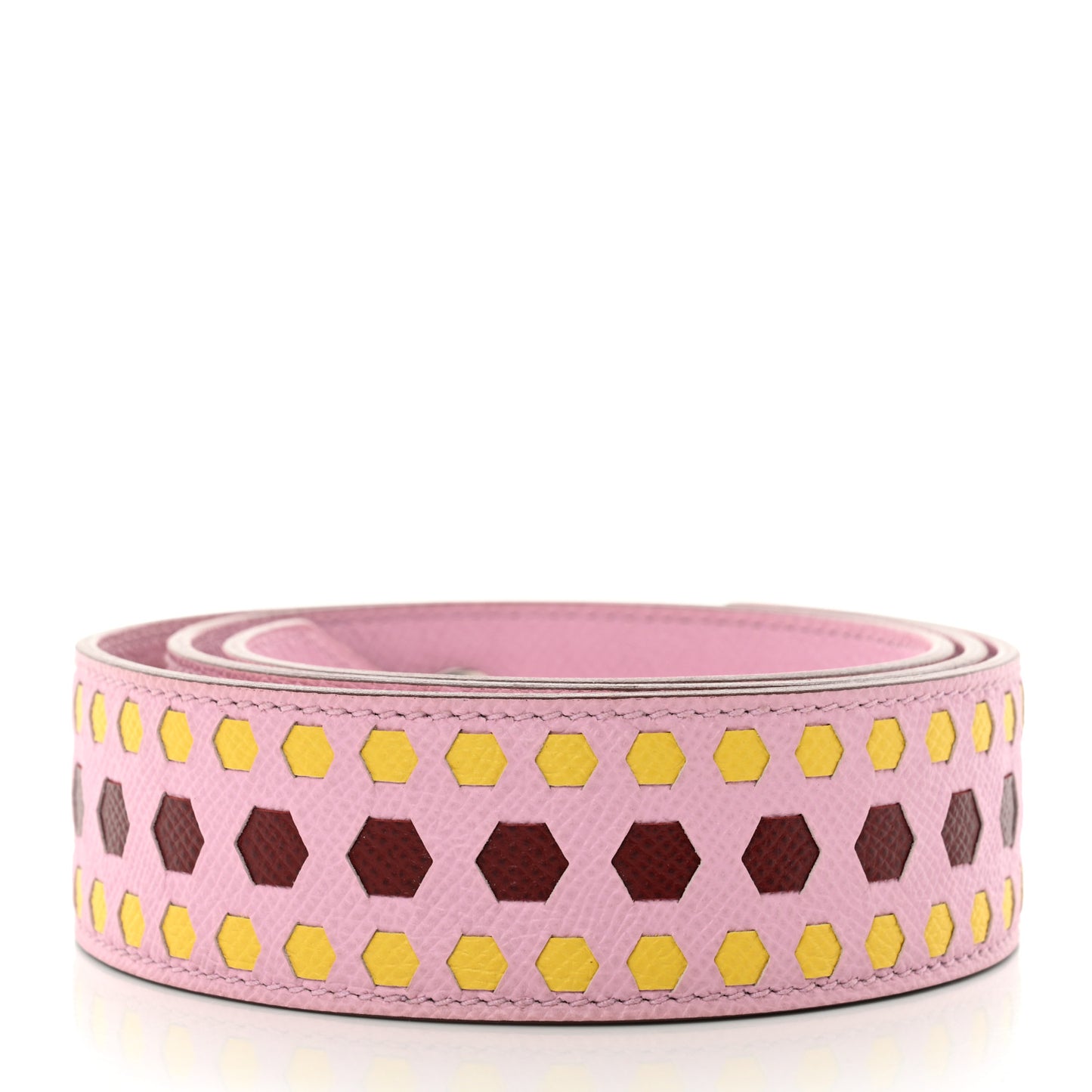 Epsom 30mm Hexagone Tressage Shoulder Strap Mauve Sylvestre Rouge H Jaune de Naples