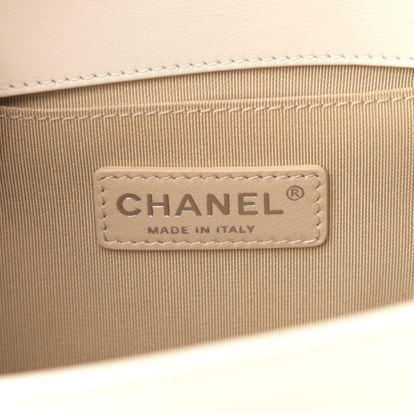 Lambskin Quilted Chevron Medium Boy Flap White