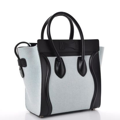 Celine Textile Smooth Calfskin Micro Bi-Color Luggage Blue 3 of 15