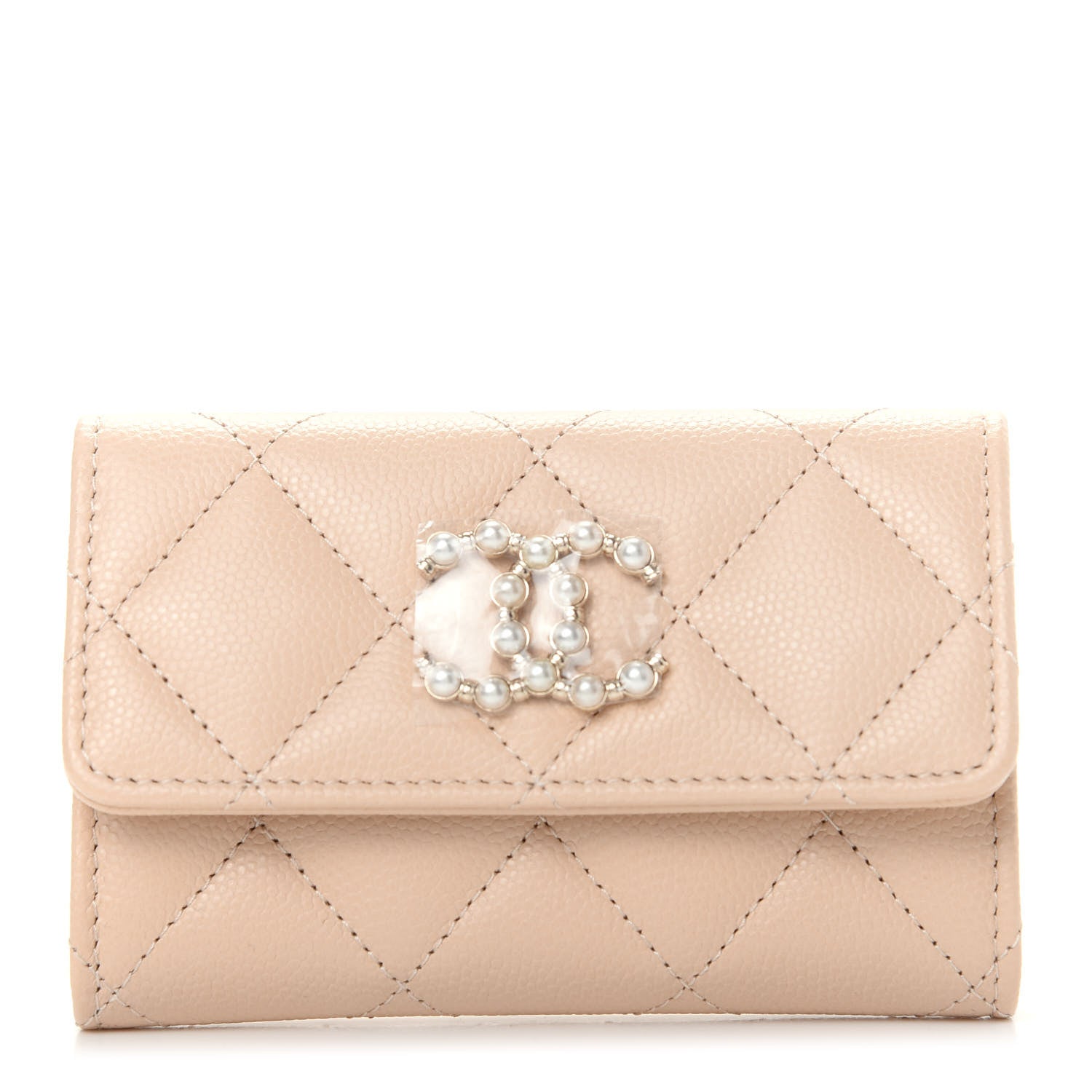 Chanel Caviar Pearl Quilted Coco Candy Flap Card Holder Beige 1 of 9