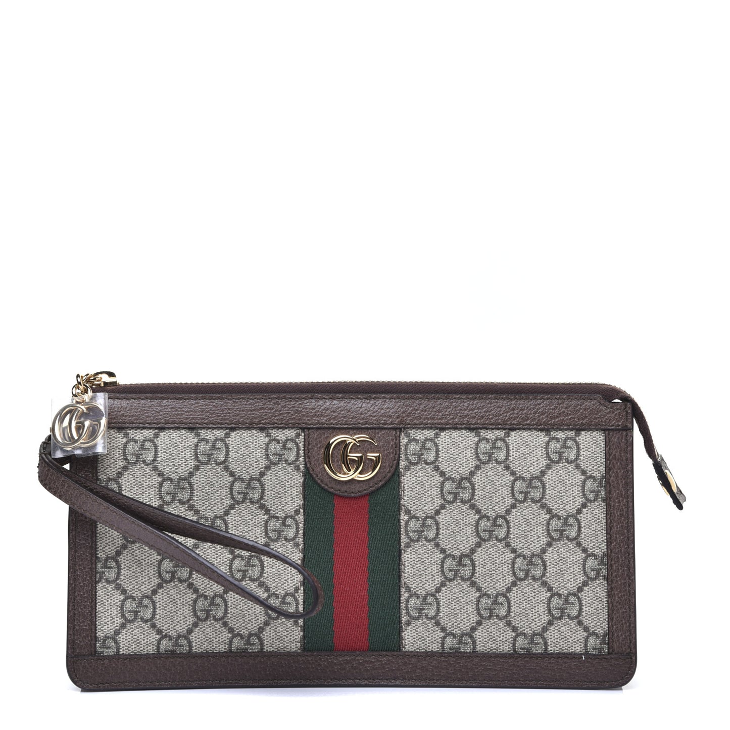 GG Supreme Monogram Web Ophidia Travel Wristlet Beige New Acero