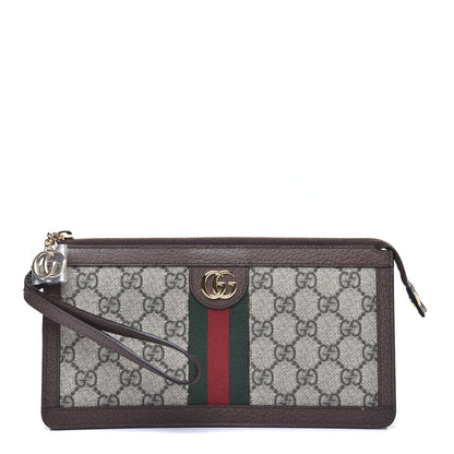Gucci GG Supreme Monogram Web Ophidia Travel Wristlet Beige New Acero 1 of 10