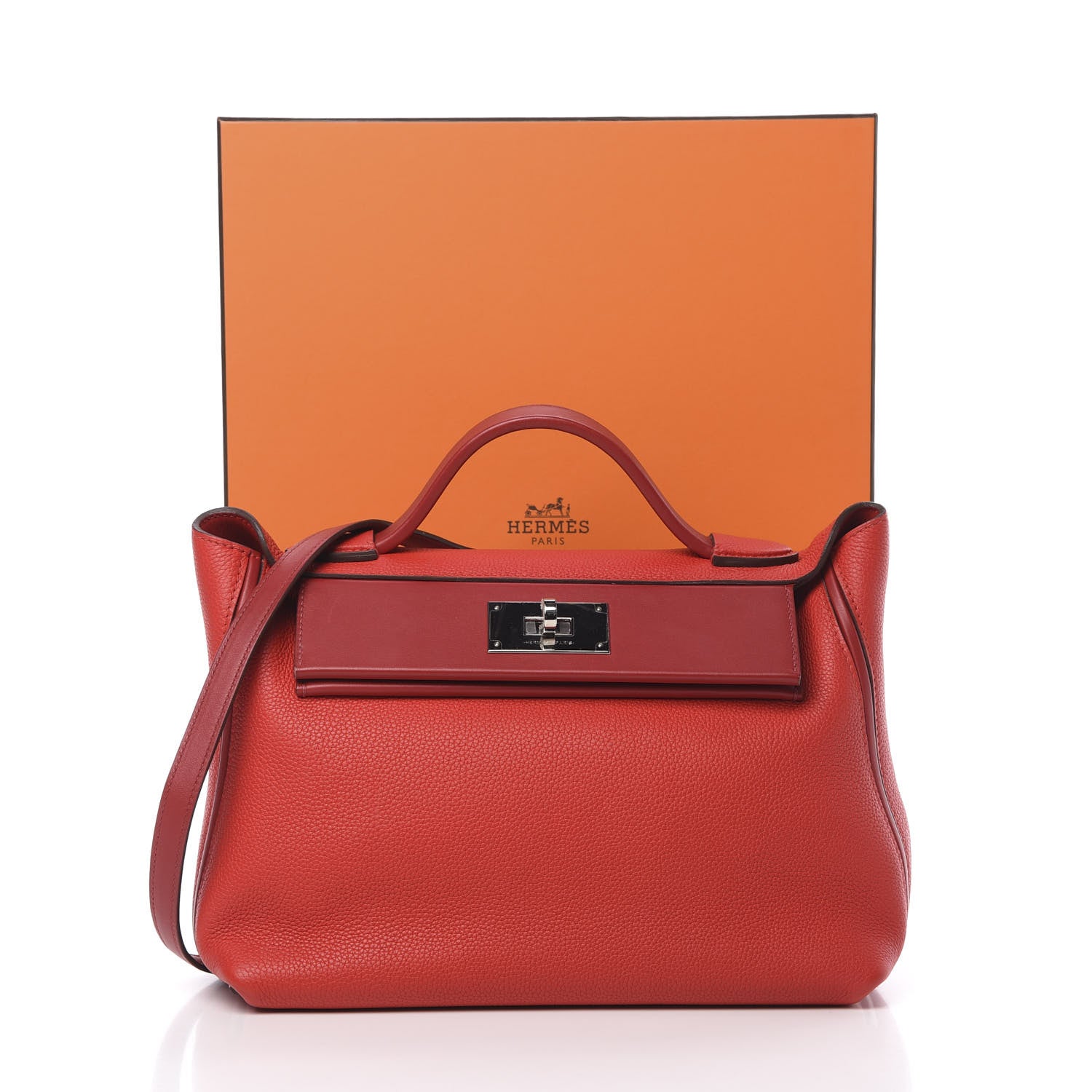 Hermes Taurillon Maurice Swift 24/24 29 Rouge De Coeur Rouge Piment 14 of 14