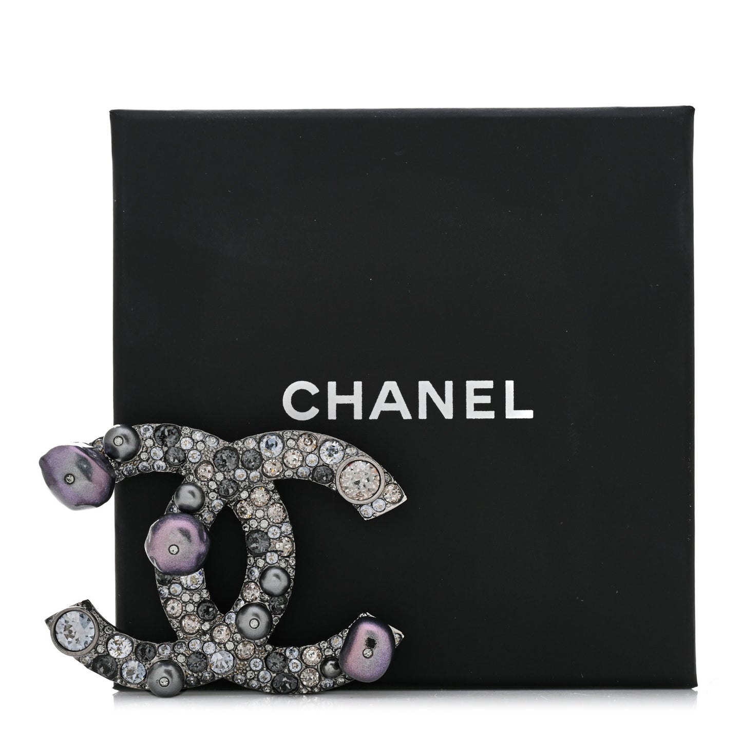 Ruthenium Pearl Crystal CC Mini Brooch