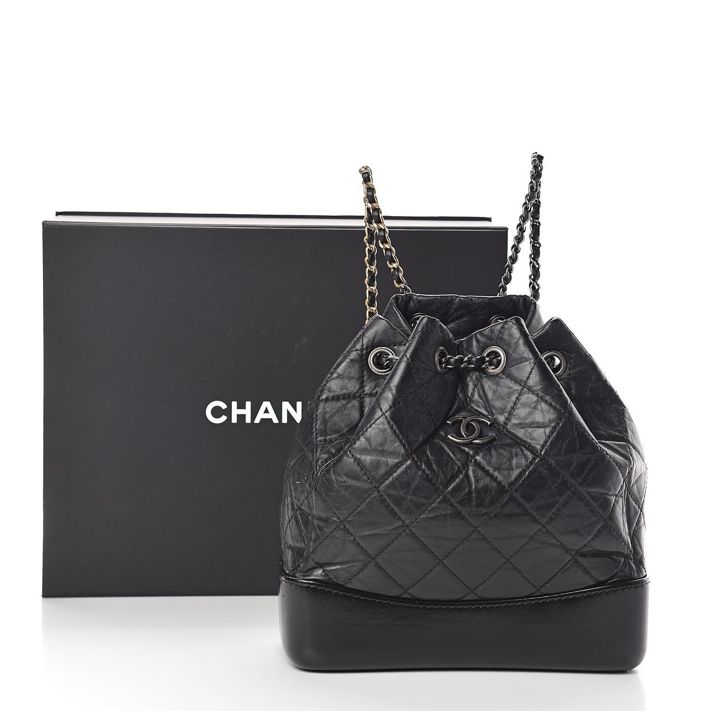 Aged Calfskin Quilted Small Gabrielle Backpack Black