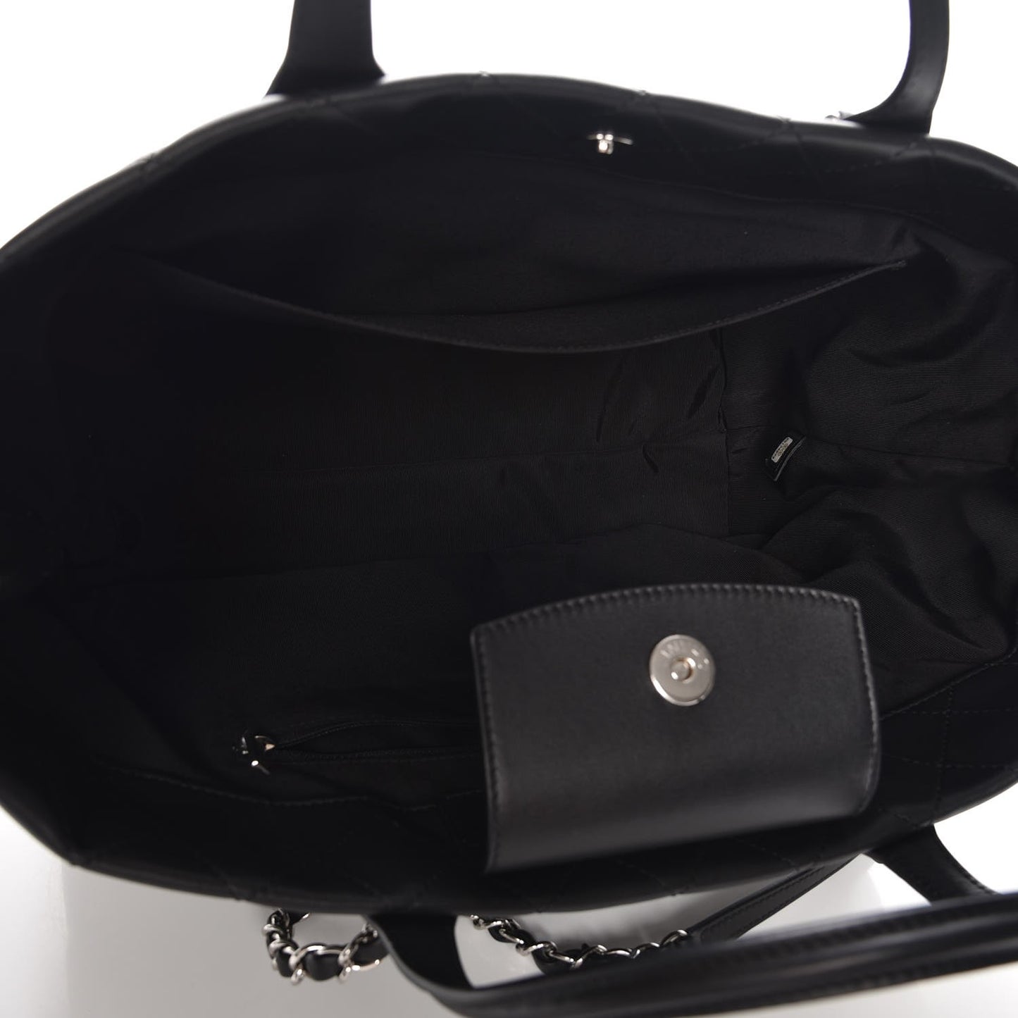 Calfskin Quilted Large Easy Shopping Tote Black