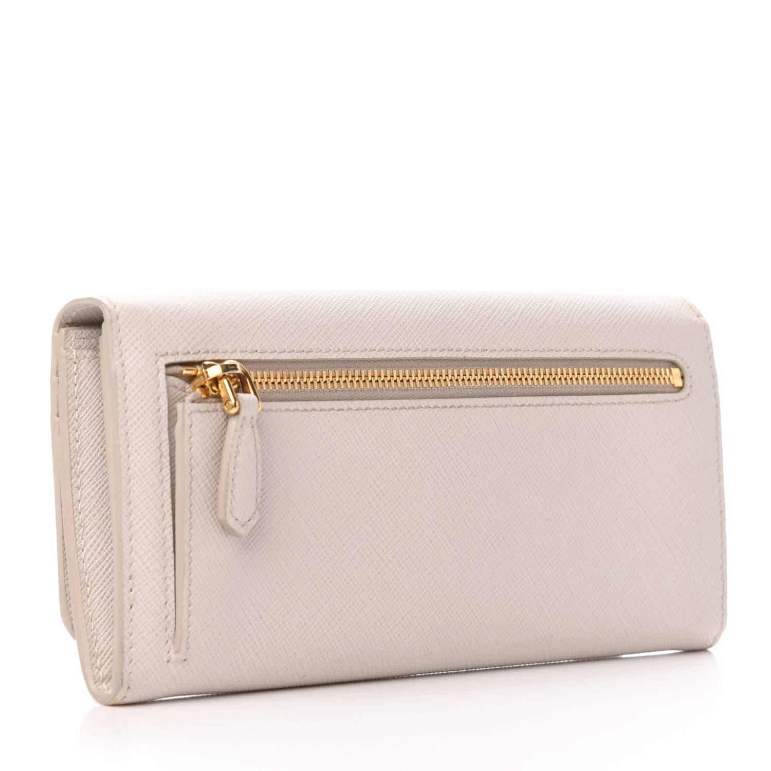 Prada Saffiano Shine Monochrome Continental Wallet Talco 3 of 7