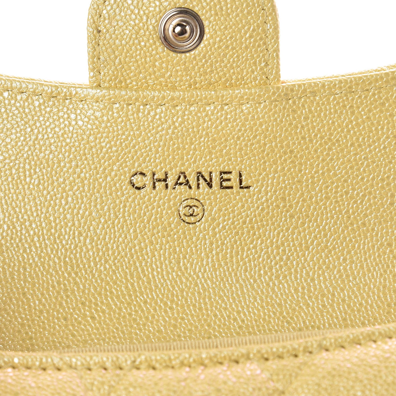 Chanel Iridescent Caviar Quilted Card Holder Wallet Yellow 6 of 9