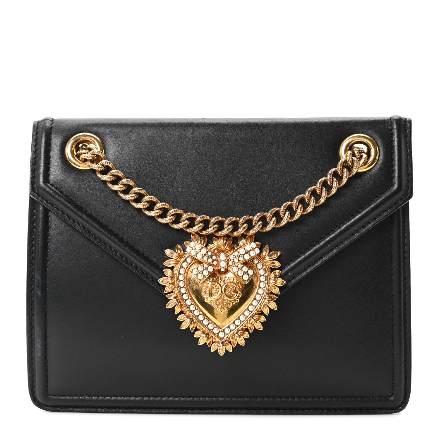 Dolce & Gabbana Smooth Calfskin Medium Devotion Crossbody Bag Black 1 of 9