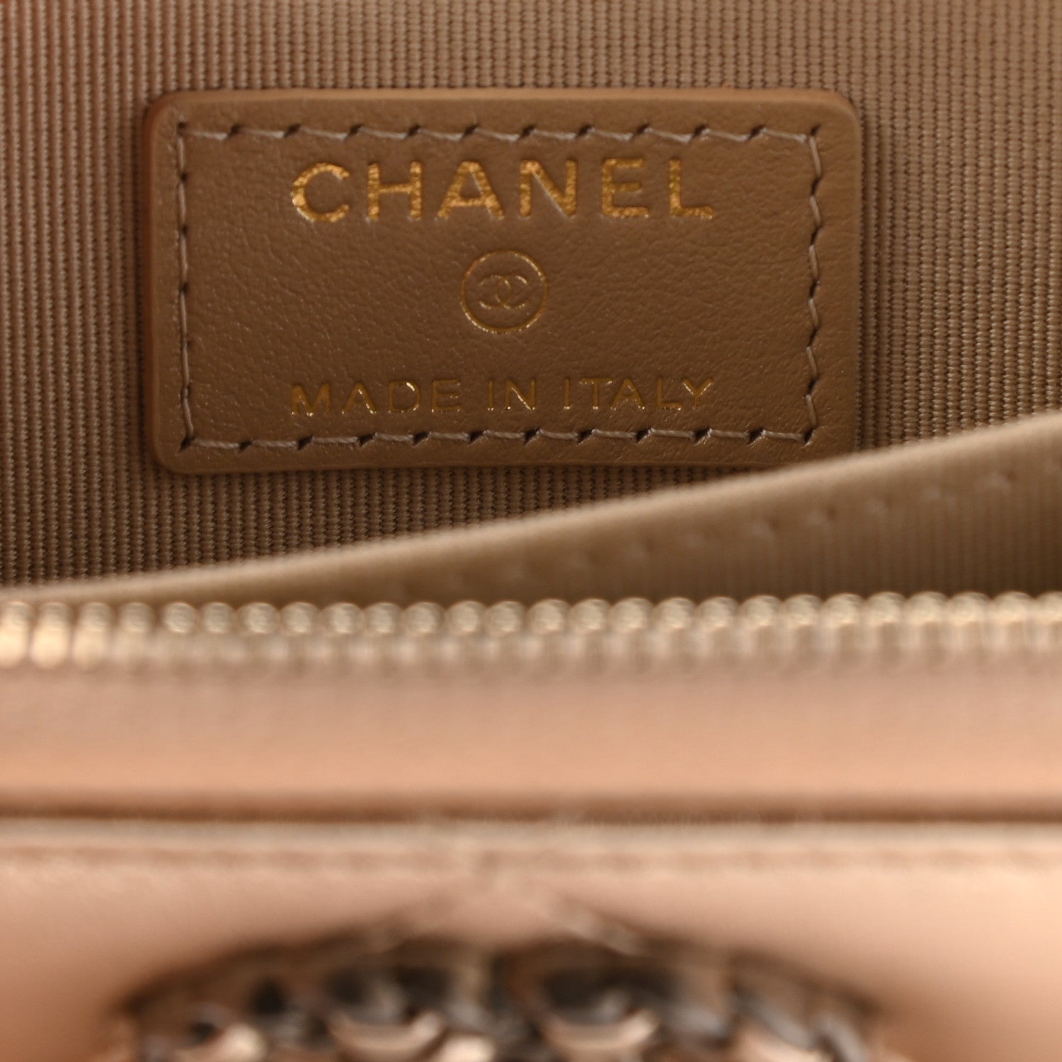 Chanel Metallic Lambskin Quilted Chanel 19 Zip Around Coin Purse Wallet Gold 6 of 7