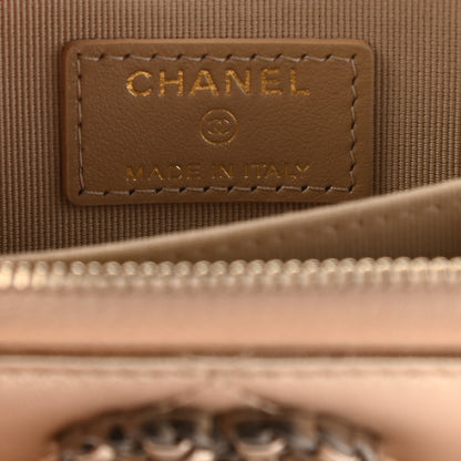 Chanel Metallic Lambskin Quilted Chanel 19 Zip Around Coin Purse Wallet Gold 6 of 7