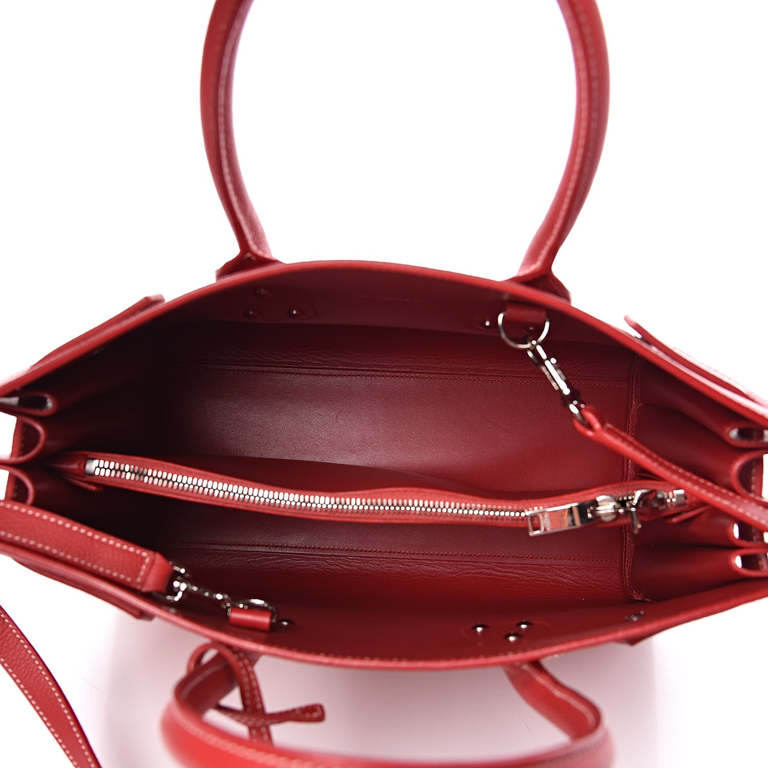 Saint Laurent Grained Calfskin Topstich Small Sac De Jour Red 5 of 11