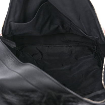 Fendi Nylon Vitello Elite Flamingo Fox Goat Fur Lightning Monster Eyes Backpack Rosso Black 4 of 10