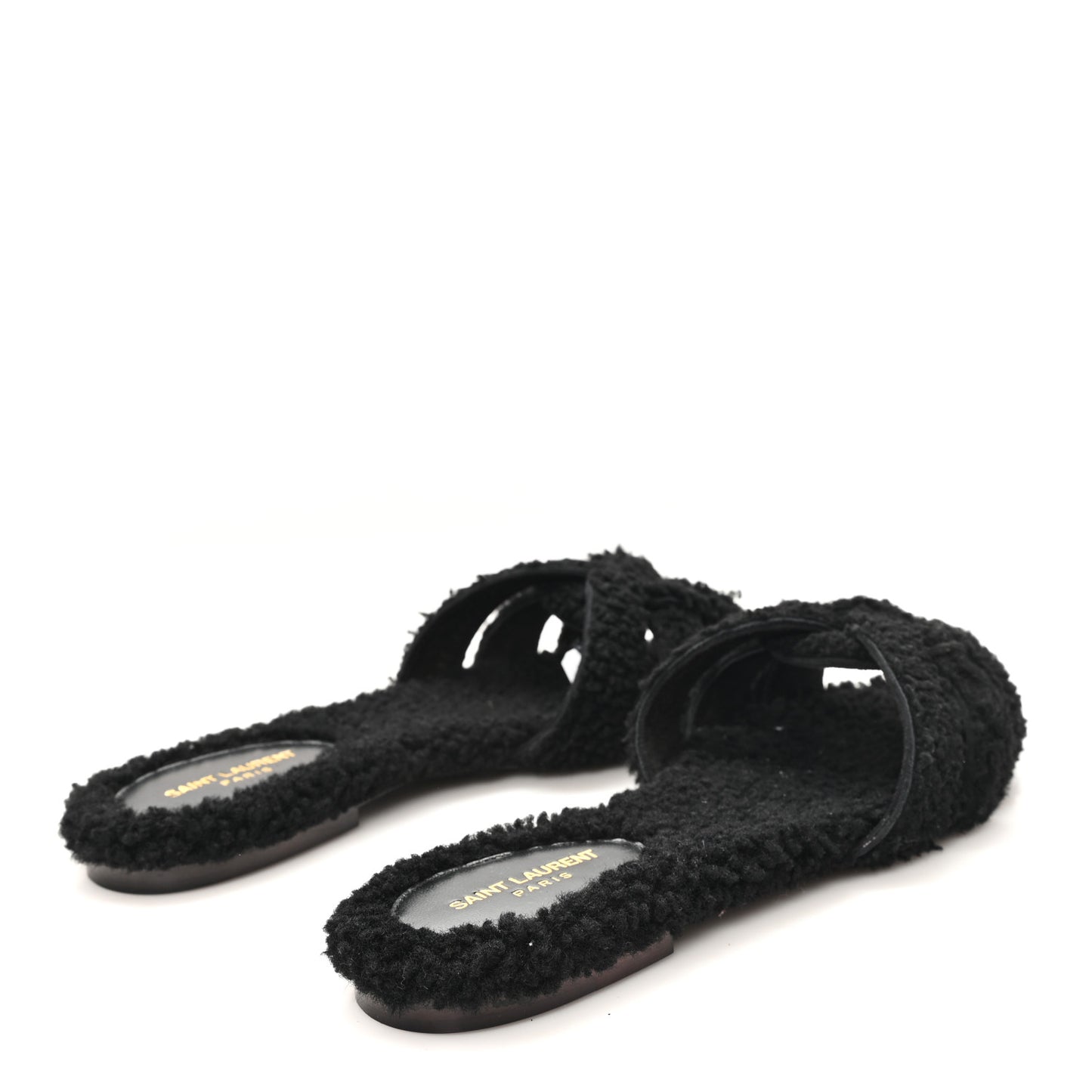 Shearling Tribute Flat Mules 38 Black