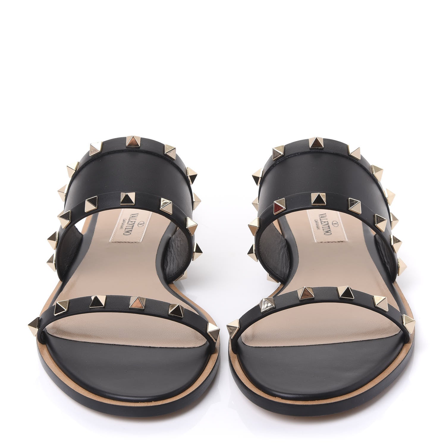 Valentino Garavani Nappa Rockstud Flat Sandals 38.5 Black 2 of 9