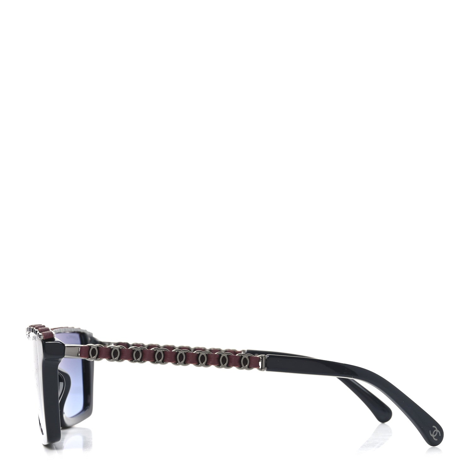 Chanel Acetate Metal Calfskin CC Square Sunglasses 5548-Q-A Black Burgundy 3 of 7