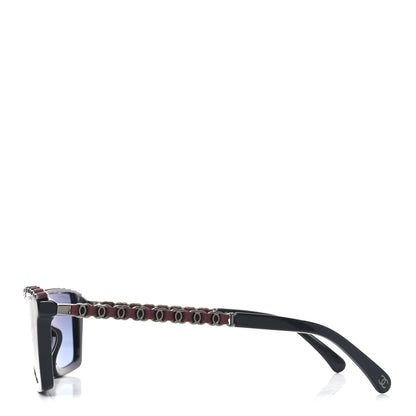 Chanel Acetate Metal Calfskin CC Square Sunglasses 5548-Q-A Black Burgundy 3 of 7