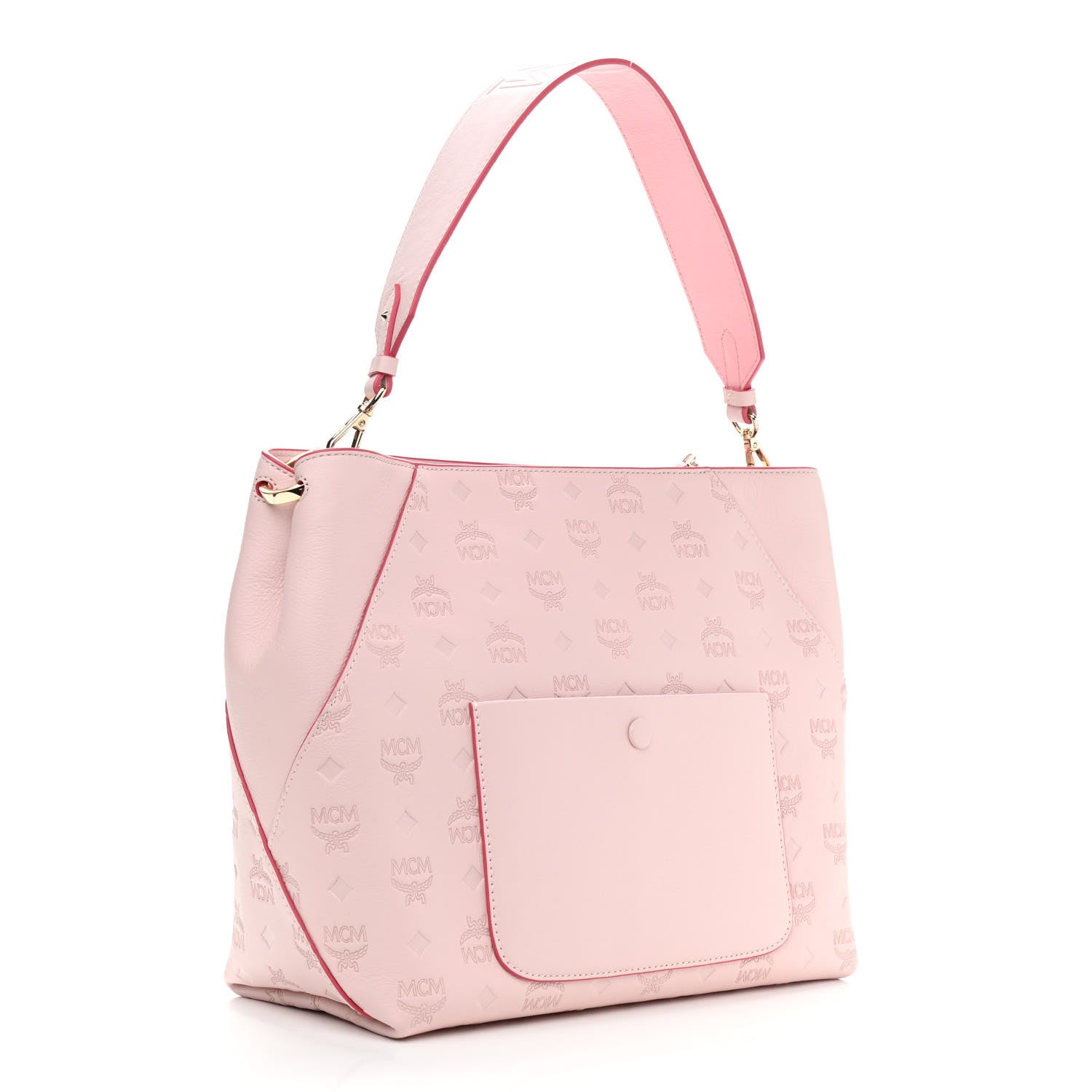 MCM Calfskin Ottomar Monogram Medium Klara Hobo Pink Blush 3 of 9