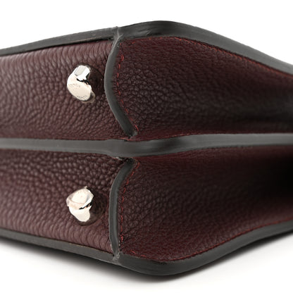Fendi Cuoio Romano Vitello Cover Glazed Fabric Bi-Color FF 1974 Mini Peekaboo I SEE U Satchel Granada Tartufo Burgundy Tobacco Moro 10 of 10