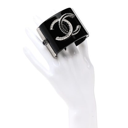 Chanel Resin Baguette Crystal CC Cuff Black 2 of 4